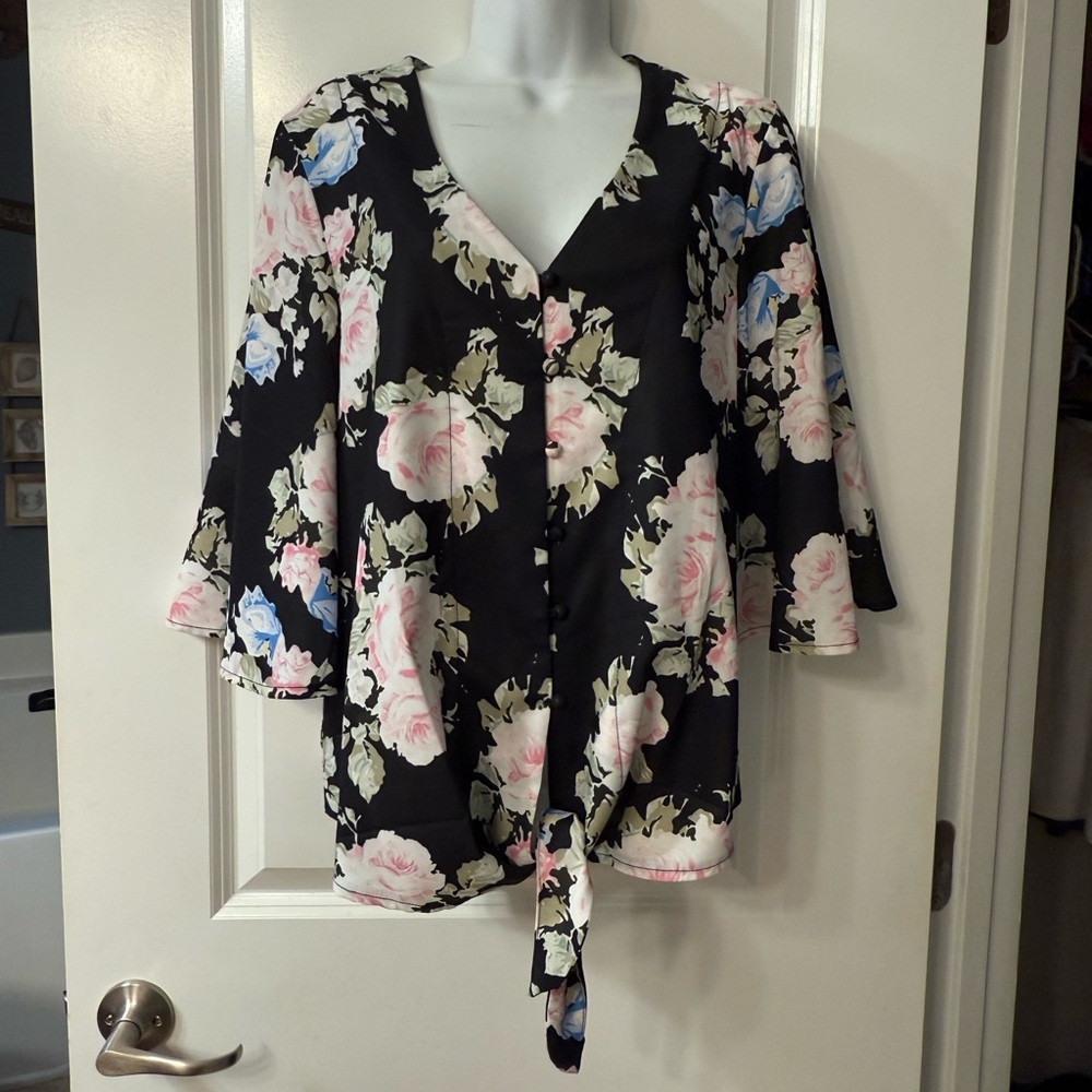 Floral Black Women's Top